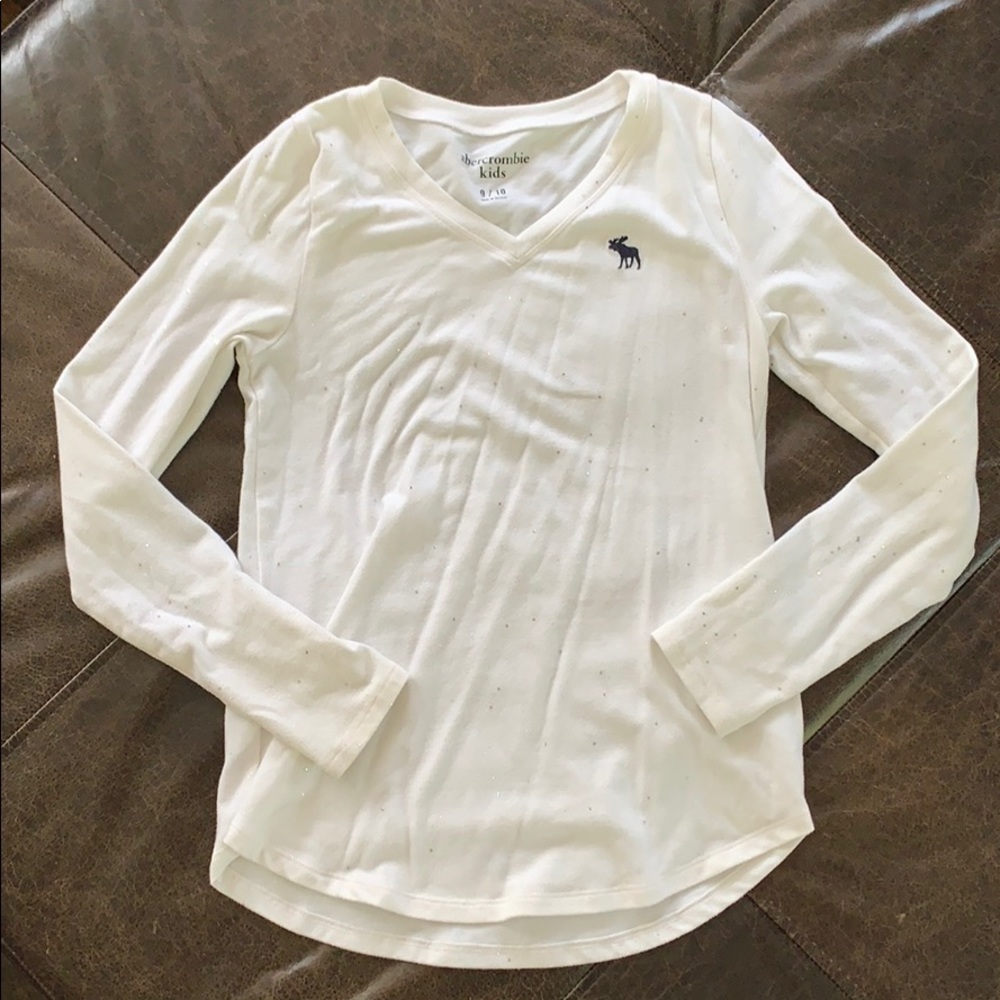 Abercrombie kids white sparkle t